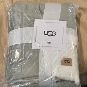 UGG Plush Throw Blanket in Gray and White